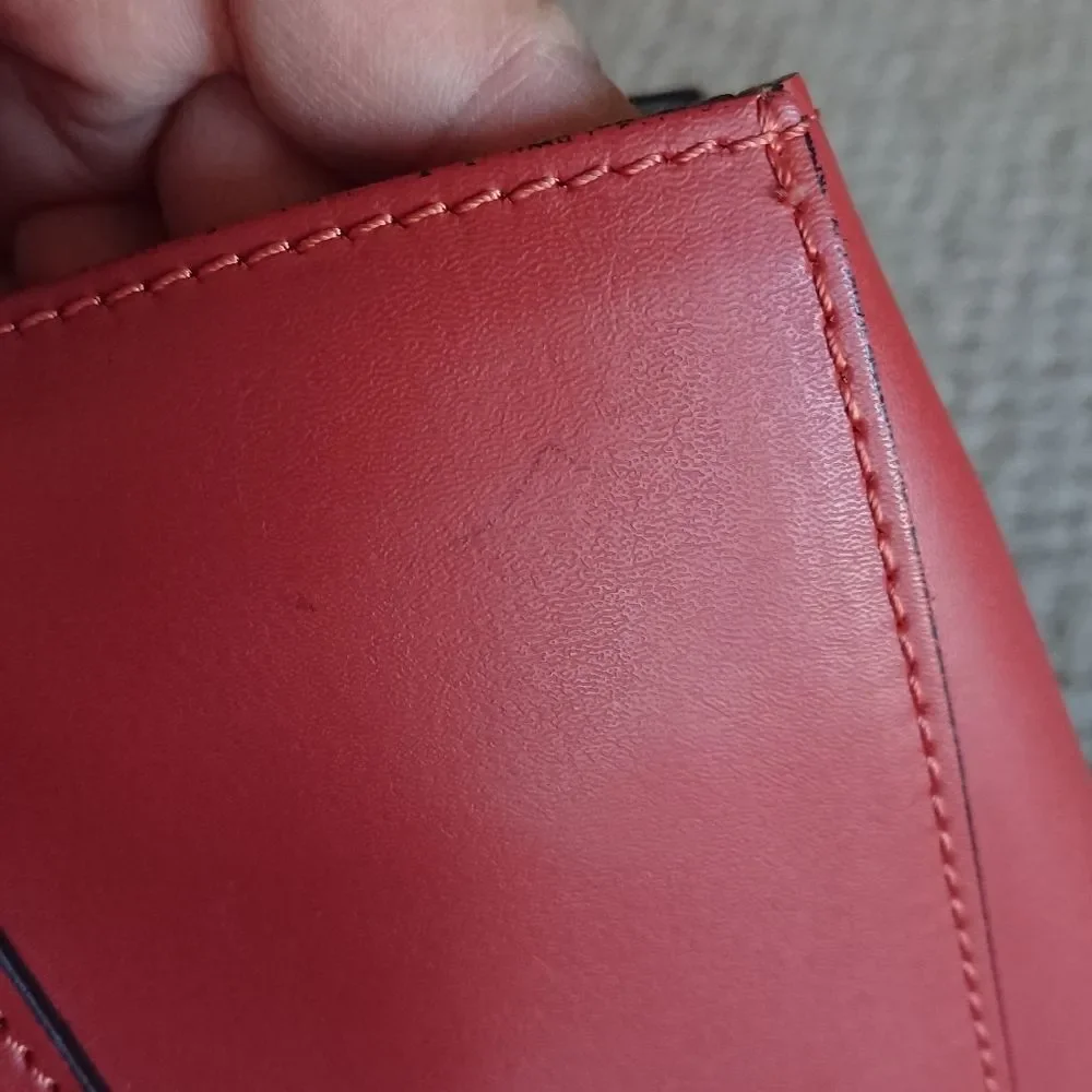 A. Bellucci orange red Italy Genuine Leather 2 way Handbag